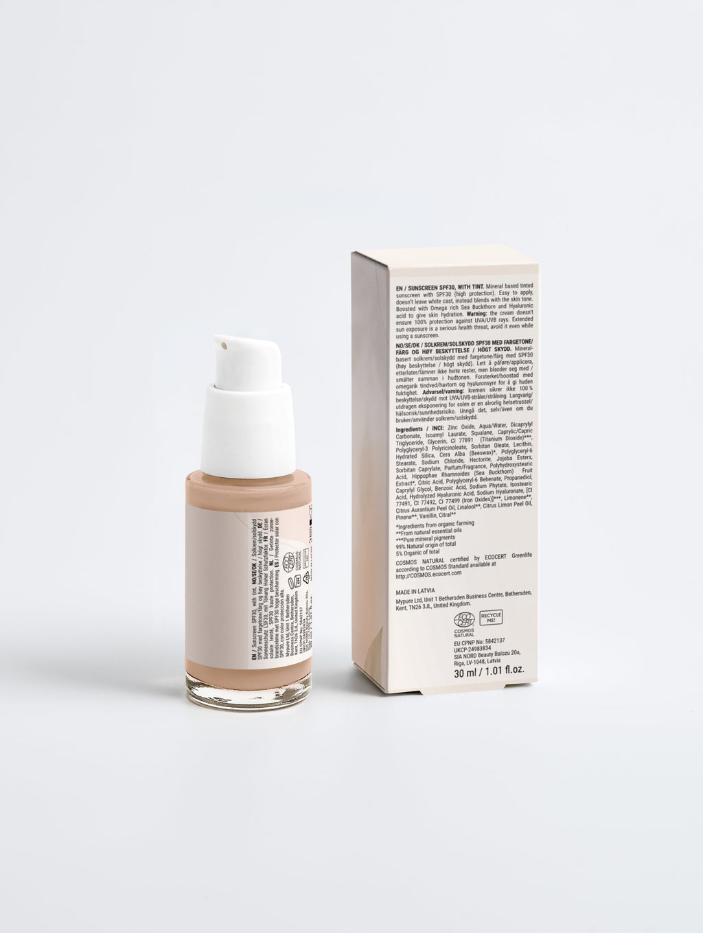 Sunscreen SPF30, with tint